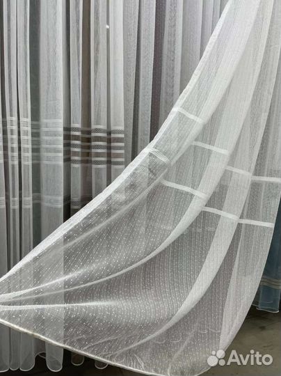Тюль Лен полоски