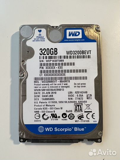 Жесткий диск wd scorpio blue 320GB