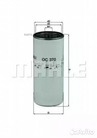 Mahle OC370 Фильтр масляный volvo/renault trucks