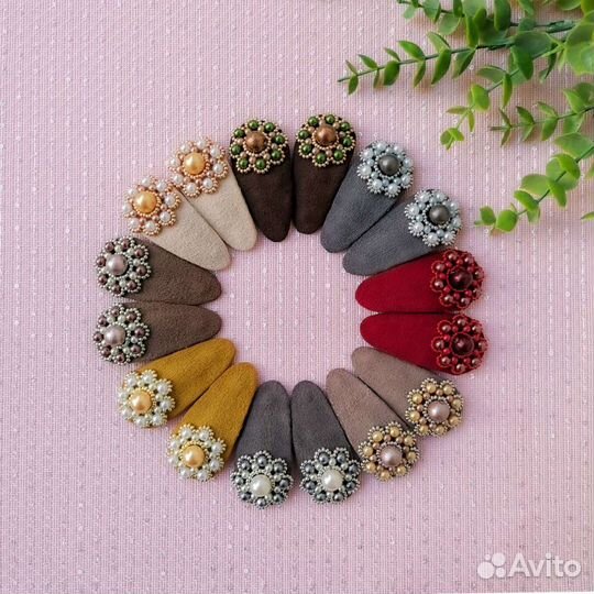 Заколки для волос из экозамши, бантики, резиночки