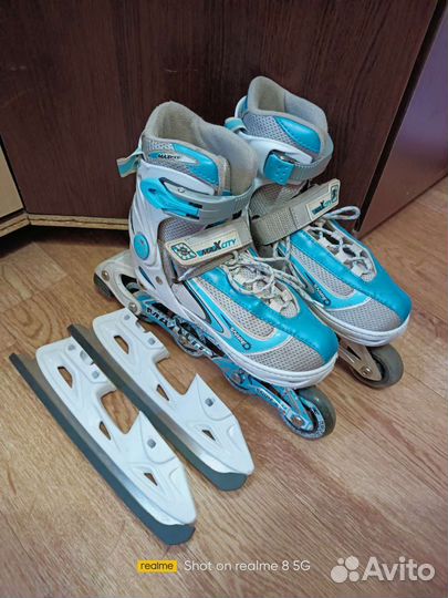 Ролики+коньки 2в1 33-36размер