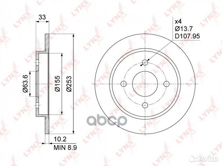 Диск тормозной зад BN1020 lynxauto