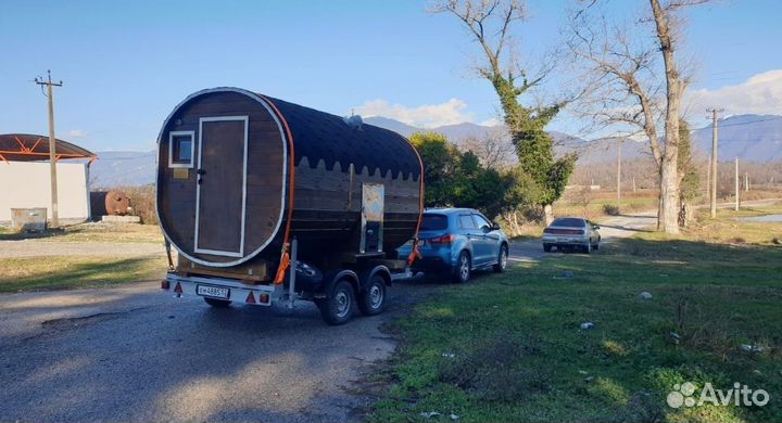 Мобильная баня бочка в рассрочку