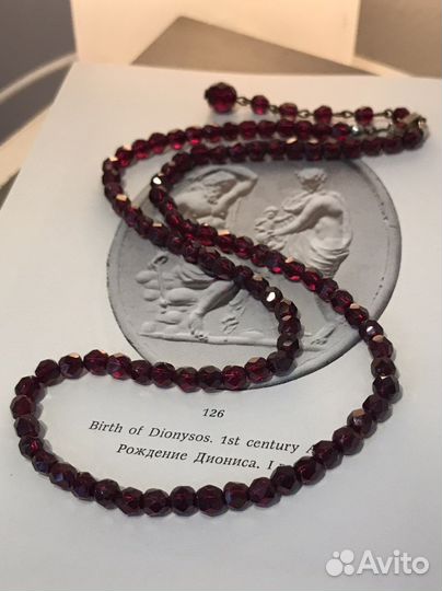 Бусы богемское гранатовое стекло чехословакия