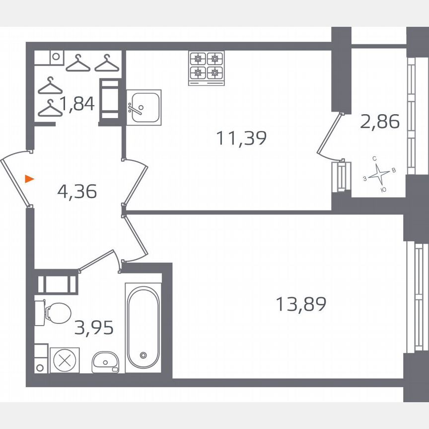 1-к. квартира, 36,9 м², 6/10 эт.