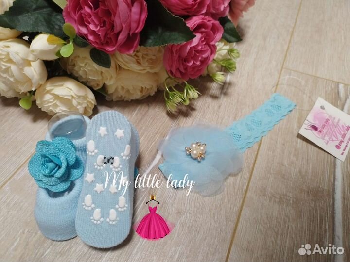 Комплект пинетки и повязка новые