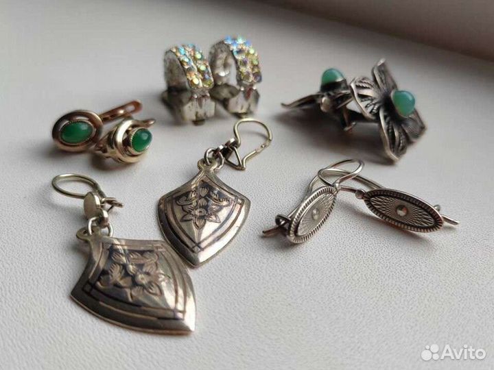 Серебряные серьги СССР