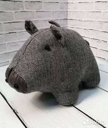 Мягкая игрушка, свинка серая 20см