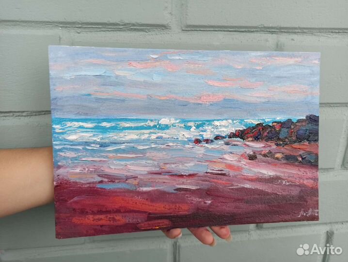 Картина морской пейзаж маслом море 20х30 см