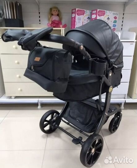 Коляска детская luxmom 608-2, 2в1 экокожа