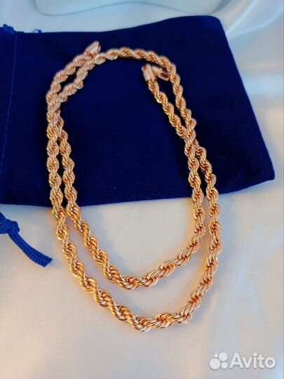 Цепь покрытие золото, плетение веревка