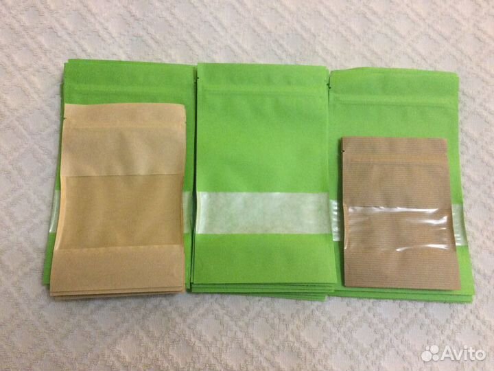 Пакеты бумажные крафт дой-пак зип-лок с окошком