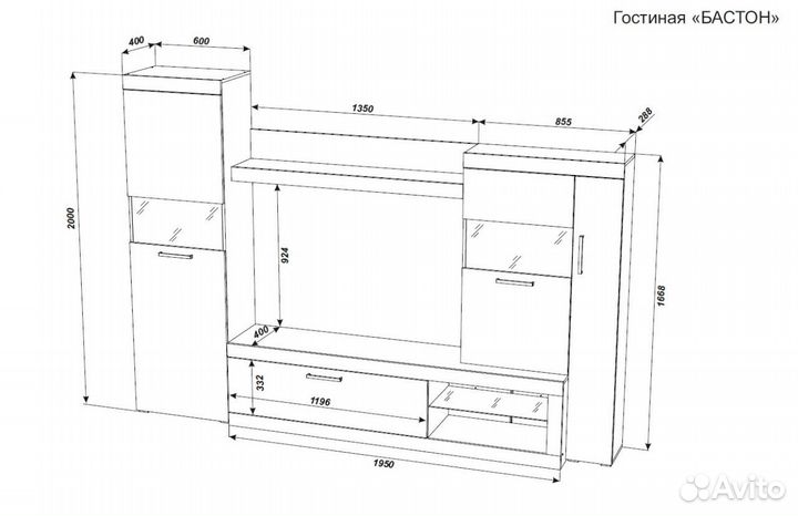 Стенка в гостиную под тв со шкафом / Гарантия 1г