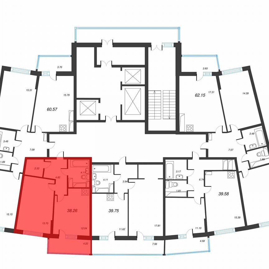 1-к. квартира, 41,2 м², 15/22 эт.