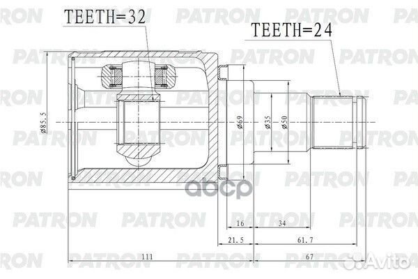 ШРУС внутр. toyota Camry ACV51/ASV5/AVV50/GSV50