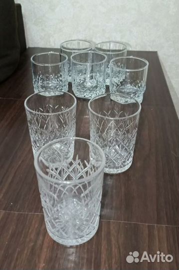 Хрустальные стаканы 3 шт, стаканы для виски 5 шт