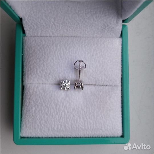 Пусеты с бриллиантами муассаниты 0.5ct x2
