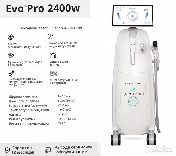 Аппарат для эпиляции Люминес. Evo-Pro 2400в