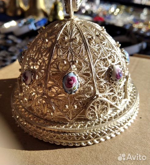 Колокольчик Ювелирный из Скани с Финифтью Серебро