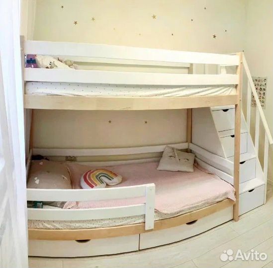 Двухъярусная кровать с лестницей комодом 190х80