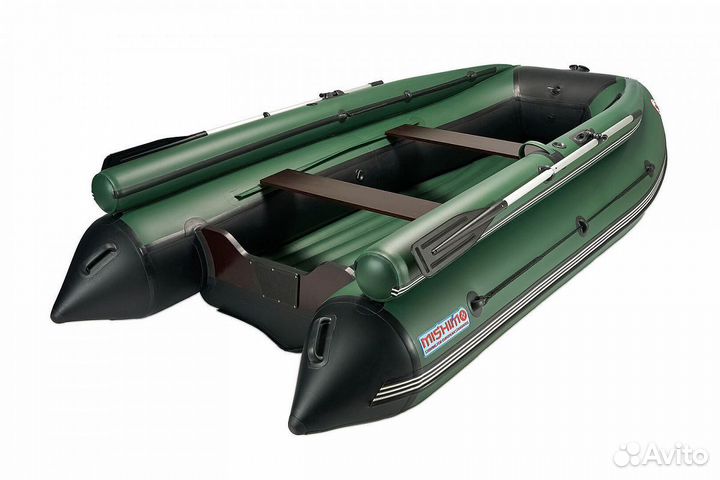 Лодка mishimo family lite DF 370, черно-зеленая