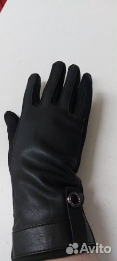 Перчатки комбинир-е велюр с экокожей внутри флис