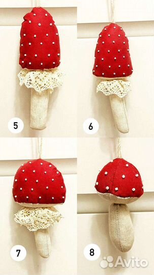 Ёлочные и интерьерные игрушки украшения мухоморы