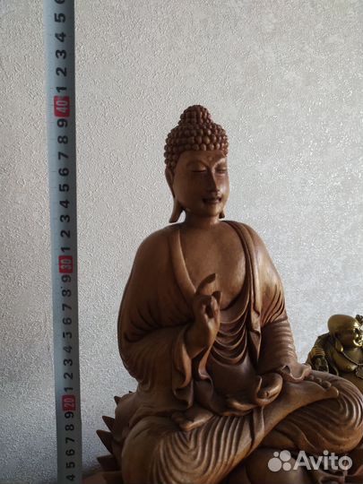 Будда на лотосе, дерево, тяжёлая