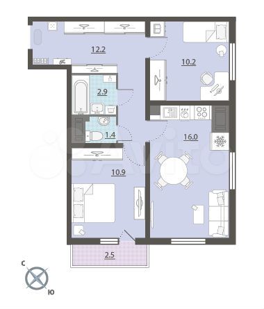 2-к. квартира, 54,8 м², 24/25 эт.