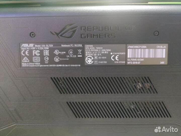 Ноутбук asus rog gl753v