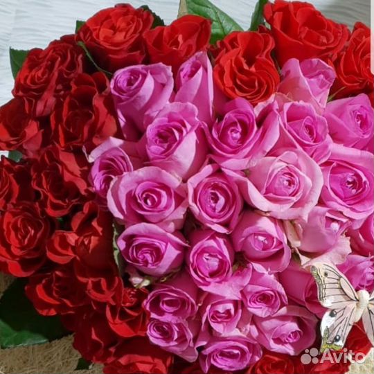 Букет цветов Розы в виде Сердца