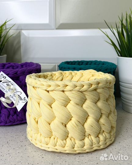 Корзинки из трикотажной пряжи