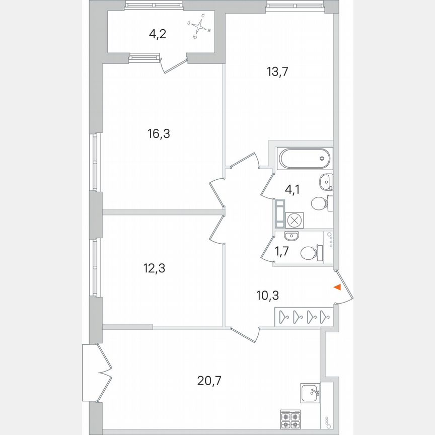3-к. квартира, 81,2 м², 2/4 эт.