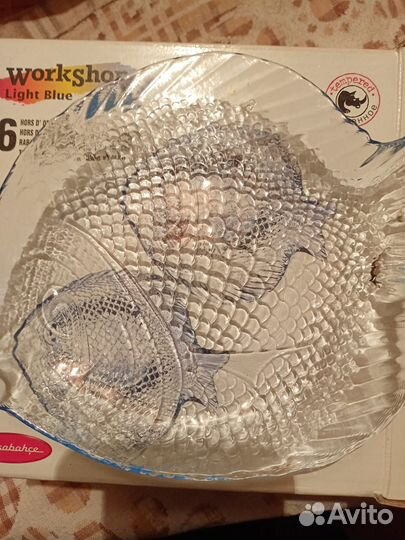 Тарелки новые в упаковке рыбки