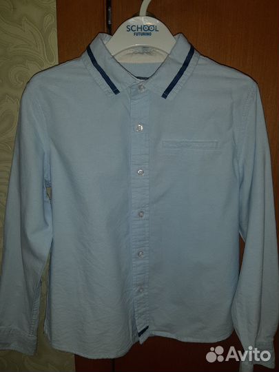 Голубая рубашка на 128-134