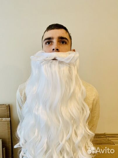 Борода и парик деда мороза новые