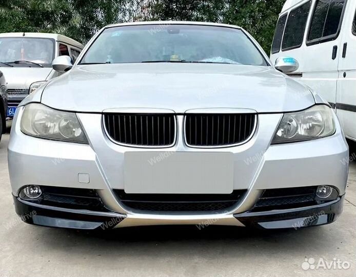 Клыки BMW 3 E90 E91 дорестайлинг черный глянец