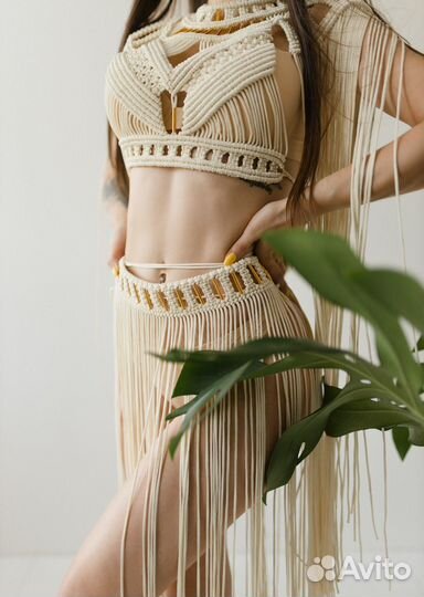 Костюм макраме, топ юбка макраме