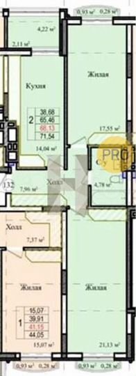 2-к. квартира, 65,5 м², 9/9 эт.