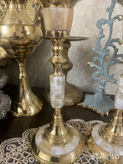 Подсвечники из латуни с перламутром
