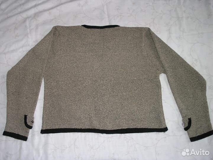 Кофта короткая букле черно-бежевый винтаж