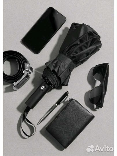 Новый зонт автомат. Бежевый и чёрный. Компактный