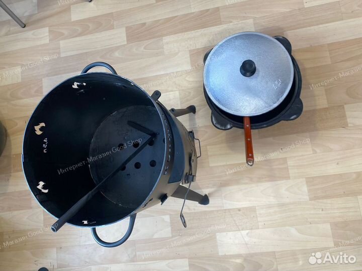 Казан чугунный с печкой