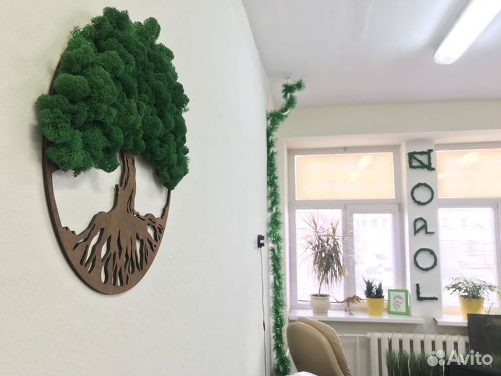 Круглое дерево жизни панно. Картины со мхом