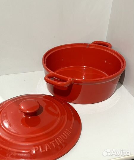 Кастрюля 4 л керамическая для запекания красная