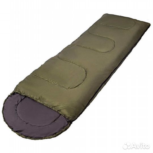 Спальник сп3XL с капюшоном 200+35*85 см зеленый