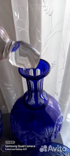 Хрусталь синий резной СССР