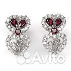 Серьги, кольцо серебро гранат разм.18,0 С182