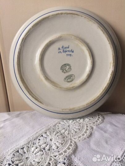 Фарфоровое блюдо гжель, молочник гжель