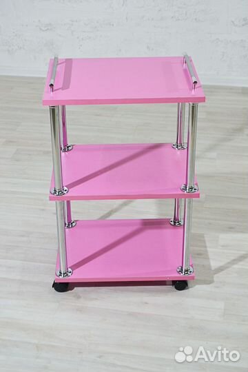 Этажерка на колесах новая розовая для мастеров